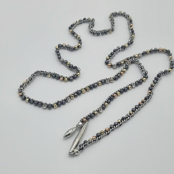 STELLA & DOT Gunmetal Lariat Beaded Necklace – 40" of Sophisticated Glam! - Picture 10 of 12